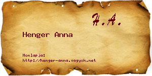 Henger Anna névjegykártya
